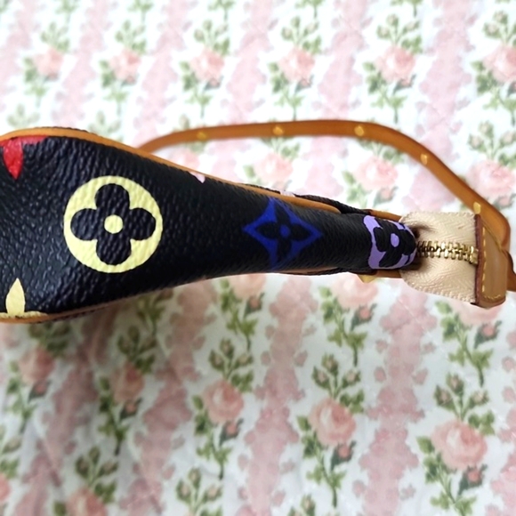 💎 Louis Vuitton Black Takashi Murakami Multicolor Monogram Pochette Bag - Picture 10 of 17